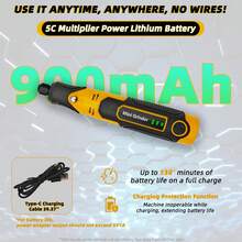 MEFENY Taladro de resina impresa en 3D, kit de herramientas de lijado y pulido, mini lijadora rotativa eléctrica inalámbrica Tepy-C con 57 accesorios para taladrar, lijar y pulir modelos de resina,Mini Mototool Taladro Esmeril Pulido Con 57 Accesorios, Máquina de lijar Taladro eléctrico Herramientas rotativas USB Amoladora inalámbrica Taladro Mini Taladro para trabajo en madera Grabado para joyería, metal, vidrio - Amarillo - Ver 4