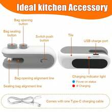 Portable Mini Heat Sealer, USB Rechargeable, Dual-Purpose Sealing Machine And Bag Cutter, With Magnetic Blade, Suitable For Packaging And Storage, Fresh Food Preservation, Kitchen Sealing, Etc., Handheld Mini Heat Sealer For Home Use.
