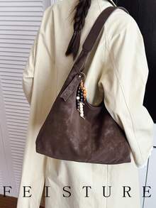 1 pieza Bolso de hombro de gran capacidad de mujer FEISTURE de piel de PU, con cierre magnético y colgante, adecuado para salidas diarias, citas y viajes