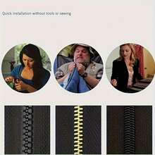 10/3/6-Piece Zipper Repair Kit, Quick-Install Detachable Zipper Heads, No Sewing Required. Suitable For Jackets, Suitcases, And Bags. Available In Black, Sizes S, M, And L. Durable Replacement Zipper Sliders For Instant Zipper Repair.