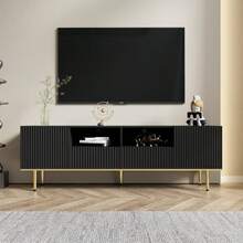 Moderner TV-Schrank, TV-Möbel Mit Golden Füßen And Golden Rand Description - Black - View 7
