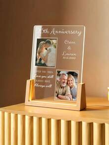 1 Personalized Photo Night Light Plaque, Couple Light, Custom Acrylic Frame, Bedroom Decoration, Custom LED Night Light, Two Base Styles To Choose From, Gifts For Her And Him, Gifts For Family And Relatives, Custom Photo Text, Two Base Options, Custom Night Light, Couple Engagement Gift, Couple Personalized Engagement Gift, Engagement Frame, Custom Gift, Anniversary Wedding Gift - one-size - View 6