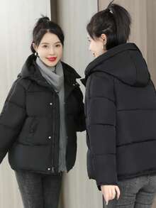 Women Winter Coats - Black - View 4