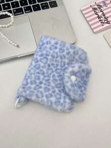 1pc Fashionable Leopard Print Coin Purse, Soft Plush Multi-Functional Foldable Coin Pouch, Cute Bluetooth Earphone Storage Bag, Multi-Pocket Pink Leopard Pattern Card Holder Wallet, Women/Girls - Multicolor - View 9