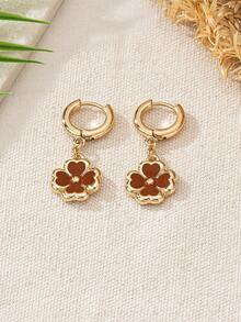 1 Pair Fashionable Boho Style Dangle Flower Earrings