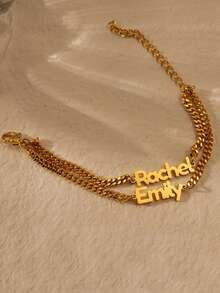 Pulsera personalizada con nombre, pulsera personalizada con doble nombre, pulseras para mujer, joyería de acero inoxidable, pulsera única de doble capa con nombre, pulsera simple para mujer, pulsera personalizada para parejas, regalo de cumpleaños para ella, recuerdo de fiesta, regalo de festival - Multicolor - Ver 5
