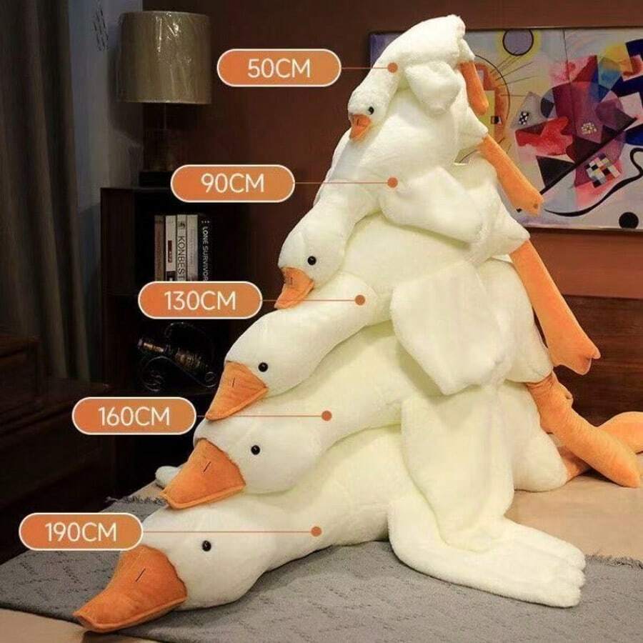 2025 New Arrival - Cute Lying Down Plush White Goose Doll, Girlfriend Sleeping Pillow, Adorable Crawling Goose Plush Doll, Birthday/Holiday/Valentine's Day Gift, Perfect Present, Gift - Multicolor - View 1