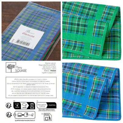 Tartan Handkerchiefs - Glencoe Design - Small Size 11x 11 - 6 Units - Cotton