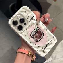 Teléfono con diseño de meteorito estilo americano con una taza de dopamina, compatible con los modelos 16, 15 Pro, 14, 14 Plus, 13 Pro, 12 Pro y 11 Pro. Esta funda protectora suave, de cobertura total y resistente a golpes es un regalo ideal para cumpleaños, familiares, compañeros de clase o aniversarios. - Blanco - Ver 4
