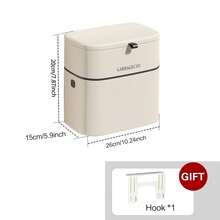 Coș de gunoi montat pe perete cu capac - Coș de gunoi din plastic pentru baie, durabil și care economisește spațiu