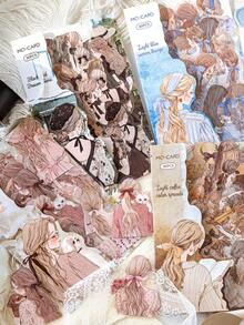 30pcs/Pack Vintage Girl Silhouette Stickers, Scrapbooking Decorative Stickers For Diary, Photo Album, Craft DIY - Multicolor - View 11