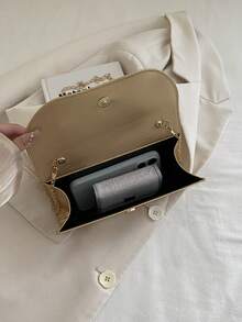 Die neue modische, vielseitige und stilvolle Schulter-Umhängetasche, eine stilvolle kleine quadratische Tasche für Dinnerpartys, ist für den täglichen Gebrauch während Reise-Diners geeignet. - Gold - Übersicht 6