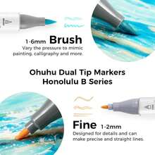 Ohuhu Pastel Markers Alcohol Based -96 Pastel Colors Of Sweetness & Blossoming - Double Tipped Art Alcohol Markers For Artist Adults' Coloring Illustration - Brush & Fine - Honolulu B - 彩色 - 查看 2