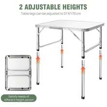 Tavolo Da Campeggio Pieghevole With Altezza Regolabile 35/60 Cm, For Escursionismo, Picnic, Garden, Spiaggia, Feste E Balcone - 白色 - 查看 4