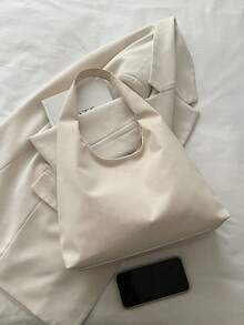 Women's Solid Color PU Leather Fashion Large Capacity Shoulder Bag For Daily Use