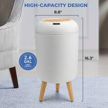 SUSTEAS Motion Sensor Trash Can With Lid, Touchless Trash Can, Automatic Waterproof Garbage Can Plastic Trash Bins Suitable For Kitchen, Bathroom, Bedroom, Living Room, Office, Outdoor (White) - 白色 - 查看 9