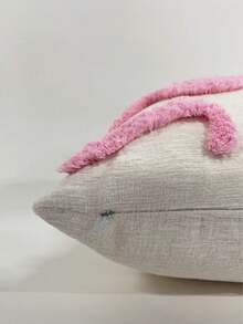 1 pièce Housse de coussin décoratif en velours doux chenille avec motif nœud, 45 cm * 45 cm, convient pour le canapé, le lit et la décoration de la chambre, pour une utilisation intérieure et extérieure, l'insert de coussin n'est pas inclus - Rose bonbon - Voir 2