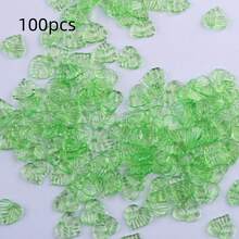 100Pcs Acrylic Green Leaf Beads, Transparent Leaves Beads Charms For Jewelry Making Necklace Earring Spring Plant DIY Crafts