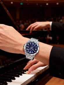 Men's Stainless Steel Strap Analog Quartz Watch, Casual Decoration, Men's Gift MTP-VD01D-2B - Blue Suit - View 5