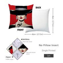 MEMNUN 1pc Red Lip Print Throw Pillow Cover, 17.7*17.7in(45*45cm)/19.69*19.69in(50*50cm)/15.75*15.75in(40*40cm), Single-Sided Printing, Dog Paw Farmhouse Style Polyester Cushion Cover, Perfect Gift For Family And Friends, Suitable For All Seasons - Multicolor - View 11