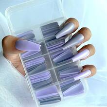 Glossy Extra Long Fake Nail 100pcs Mixed Color Press On Nails Full Cover Ballerina Artificial Coffin False Nails Decor For Women Fgirl DIY Fingernails Designs{Inchcolor_nameinch:InchMixedColorBinch} - 混合顏色B - 查看 3