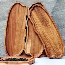 1pc, Rosewood Tray, Dining Plate, Bathroom Countertop Wooden Vanity Tray, Soap Dish Holder, For Desktop Decoration, Kitchen Display, Home Decor, Storage And More. Suitable For Valentine's Day, Party Use. - Brown - View 8