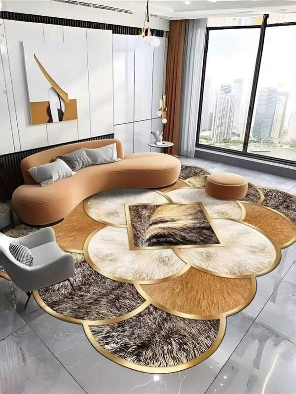 1 pieza Alfombra asimétrica de retazos geométricos en marrón, blanco y negro, diseño de patrón geométrico minimalista de alta gama para interiores/exteriores, alfombra grande lavable a máquina, alfombra moderna y elegante, estilo Ins, decoración del hogar, decoración del dormitorio, alfombra pequeña, alfombra de moda creativa, alfombra para la sala de estar, alfombra pequeña para la sala de estar, alfombra para el dormitorio, alfombra para exteriores, alfombra lavable