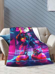 Kawss Kawaii Kaw Blanket Premium Anime Throw Blanket - Ultra Soft Flannel, Cartoon Print, Ideal Gift For Fans For Christmas & Birthday, For Sofa, Bed, Camping & Travel - Black - View 8