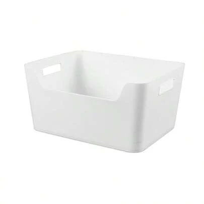 Large White Easy Access Plastic Storage Bin, 11 Inx 14.3 Inx In