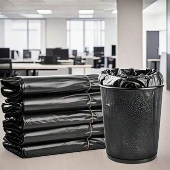 5 rollos de 75 piezas cada uno de bolsas de basura con cordón gruesas y multiusos, productos de limpieza de alta calidad adecuados para el hogar, oficina, cocina, baño, dormitorio, sala de estar, forros de papeleras