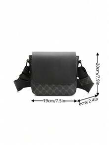 1pc Peach Tree Men's Messenger Bag, PU Leather Flap Crossbody Shoulder Bag, Casual Versatile Daily Use Small Square Bag Pouch - Multicolor - View 4