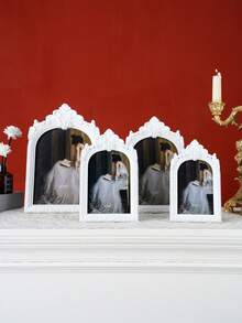 1个复古黑白拱形花卉装饰相框，复古欧式温馨家居桌面装饰照片展示框，适用于照片展示、家居装饰和摄影道具 - 彩色 - 查看 7