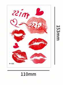 Nouveaux autocollants de tatouage de lèvres pour la Saint-Valentin, autocollants de tatouage temporaire de baiser de lèvres rouges en forme de cœur pour couple unisexe