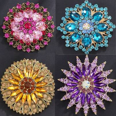 Premium Purple Glass Snowflake Brooch Exquisite Fashion Women's Clothing Placket Fixing Pin Anti-Light Corsage