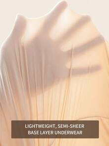 2条装纯色无缝超薄保暖裤，高腰修身弹力打底裤，女士内衣睡衣，轻薄透气，适合叠穿，秋冬季 - 杏色 - 查看 4