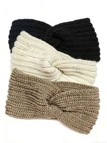 3 piezas de sujetadores de oreja de invierno para mujeres. Accesorios de invierno para mujeres para mantener el calor. Diademas para clima frío. Diademas de punto grueso como decoraciones para el cabello. Elegantes bufandas cálidas como bandas para el cabello de las mujeres, pañuelos de invierno para el cabello