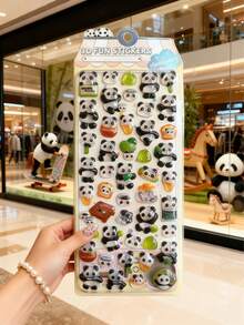 熊猫主题，可爱黑白熊防水浮雕贴纸，3D卡通泡泡贴纸，可用于铅笔盒、背包、水杯、桌面、汽车、行李箱、冰箱等处的泡沫贴纸装饰，也可作为剪贴簿涂鸦贴纸。 - 彩色 - 查看 5