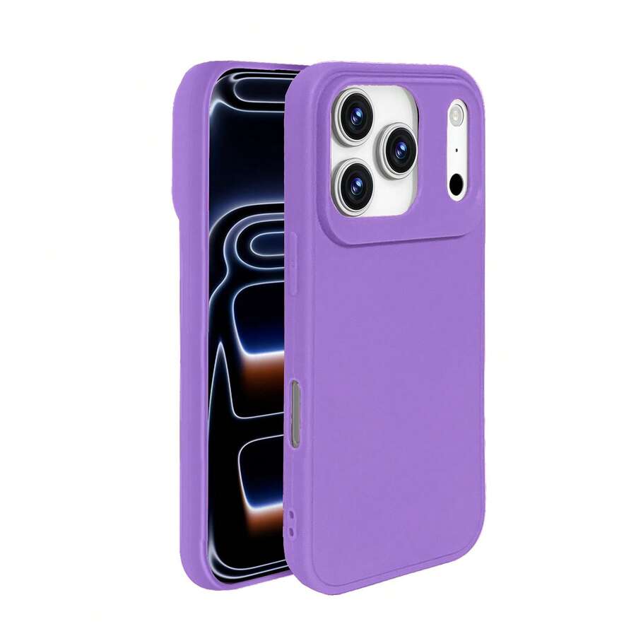 Meloenvias Funda protección cámara para iPhone 17 Pro Carcasa de TPU absorbe impactos con bordes elevados en relieve para proteger las cámara y objetivos, mate antideslizante, flexible, ajuste perfecto, color azul, negro, rojo, rosa o morado - Morado - Ver 1