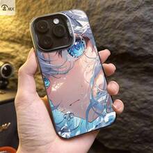 Funda de teléfono estilo anime con primer plano para  16, 16 Plus, 16 Pro, 16 Pro Max,  15, 15 Plus, 15 Pro, 15 Pro Max, 14, 14 Plus, 14 Pro, 14 Pro Max, 13, 13 Pro, 13 Pro Max, 12, 12 Pro, 12 Pro Max, 11, 11, 11 Pro Max, 7, 8, X, XS, anti-suciedad, a la moda, moderna, colorida, plateada IMD - Mezcla de colores - Ver 2