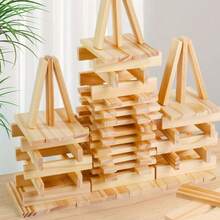 100pcs Creative Wooden Shaped Building Blocks, Hand-Eye Coordination Educational Toy, Parent-Child Interactive Stacking Puzzle Game, Birthday/Christmas Gift - Multicolor - View 5