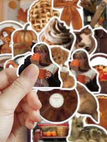 53张秋季美学贴纸礼品卡通装饰剪贴簿笔记本电脑行李箱吉他水杯手机壳DIY贴纸 - 彩色 - 查看 4