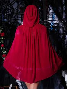 1件圣诞派对服装小红帽斗篷，带帽红色仙女公主斗篷，适用于各种节日派对和角色扮演 - 彩色 - 查看 3