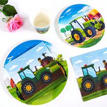 Green Farm Harvester 10-Piece Disposable Plate, Napkin And Cup Set, Includes Plates, Napkins And Cups, Suitable For 10 Guests, Disposable Paper Plates Party Supplies For Birthday, Wedding, Party, Family Picnic - Multicolor - View 4