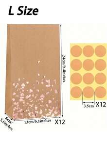 Bulk Elegant Rose Golden Kraft Paper Gift Bags Set With 12 Stickers - Beige & Golden Durable Kraft Paper, Golden Accent Packaging For Weddings, Birthdays, Showers, Tea Parties - Bulk Gift Wrap Supplies, Izable Label-Friendly - Multicolor - View 7