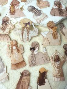 30 pièces/paquet Autocollants silhouette de fille vintage, autocollants décoratifs pour scrapbooking, journal, album photo, fournitures scolaires DIY - Multicolore - Voir 5