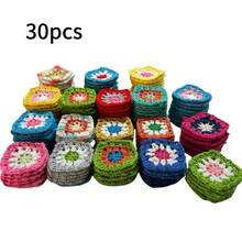30 piezas de cuadrados de flores hechos a mano al crochet - Colores mixtos vibrantes, patrones de flores, hilo para decoración de suéter DIY, decoración del hogar, adornos de ropa, almohadillas de calor, decoraciones hechas a mano, patrones de bordado, ganchillo, suministros de costura, aplicaciones, proyectos DIY, exquisitos y versátiles, adecuados para accesorios de ropa, suministros de costura, suministros de ganchillo, manualidades para adultos, accesorios de suéter, regalos personalizados, regalos de abuela, regalos hechos a mano - Multicolor - Ver 11