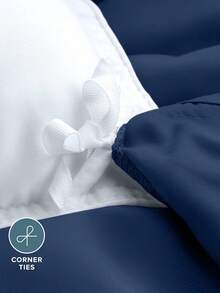 FORZZZ 2000TC Black Hotel Soft Microfiber Quilt Cover Set King Size,3 Pieces Duvet/Donna Cover Set, 1 Quilt Cover Zipper Closure & 2 X Pillowcases - 藏蓝色 - 查看 4