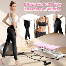 Sliding Ski Simulator With Resistance Bands - Indoor Skiing Fitness Equipment For Home Gym, With Resistance Bands & Non-Slip Base, Full-Body Cardio Training Machine For Core, Leg & Arm Workout - Pink - View 1