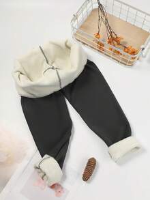 Women's Fleece Lined High Waist Leggings Winter Warm Thickened Stretchy Pants With Fashion Leather Label,Fleece Lined Leggings With Pockets - Warm High Waisted Yoga Pants For Winter Outdoor/Everyday,Warm Fleece Lined Leggings With Side Pockets - High Waisted Tummy Control Pants For Fall/Winter - 灰色 - 查看 6