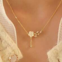 1 Piece Elegant Cherry Blossom Pendant Necklace For Women - Perfect For Any Occasion, Adds Style And Elegance To Your Look! - Bạc - Xem 6